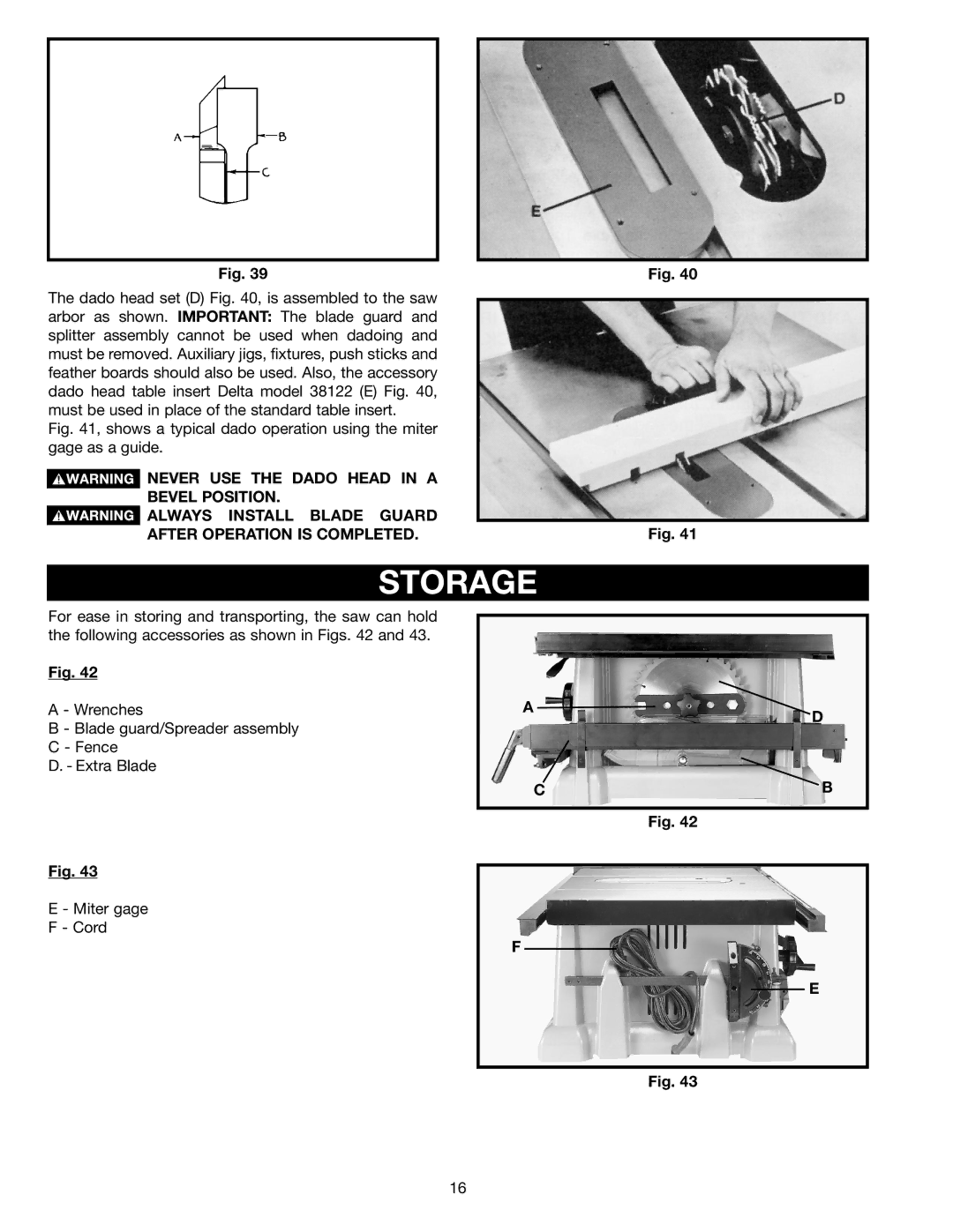 Porter-Cable 38239, 38129 instruction manual Storage 