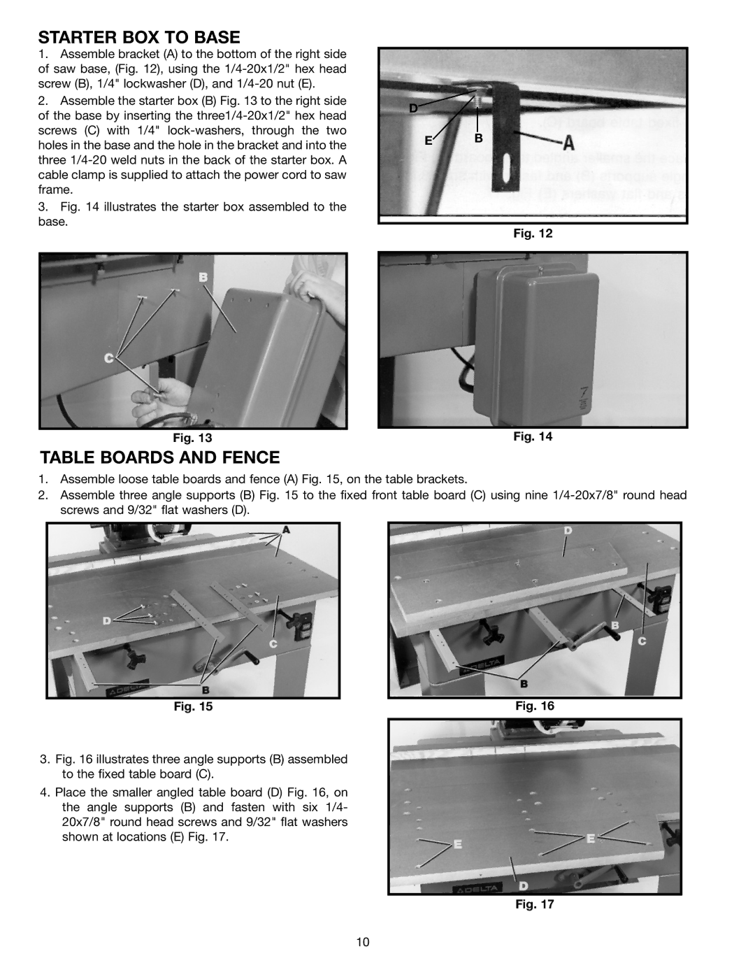 Porter-Cable 33-412, 33-400, 33-422, 33-423), 33-421, 33-411, 33-403, 33-410, 33-402 Starter BOX to Base, Table Boards and Fence 