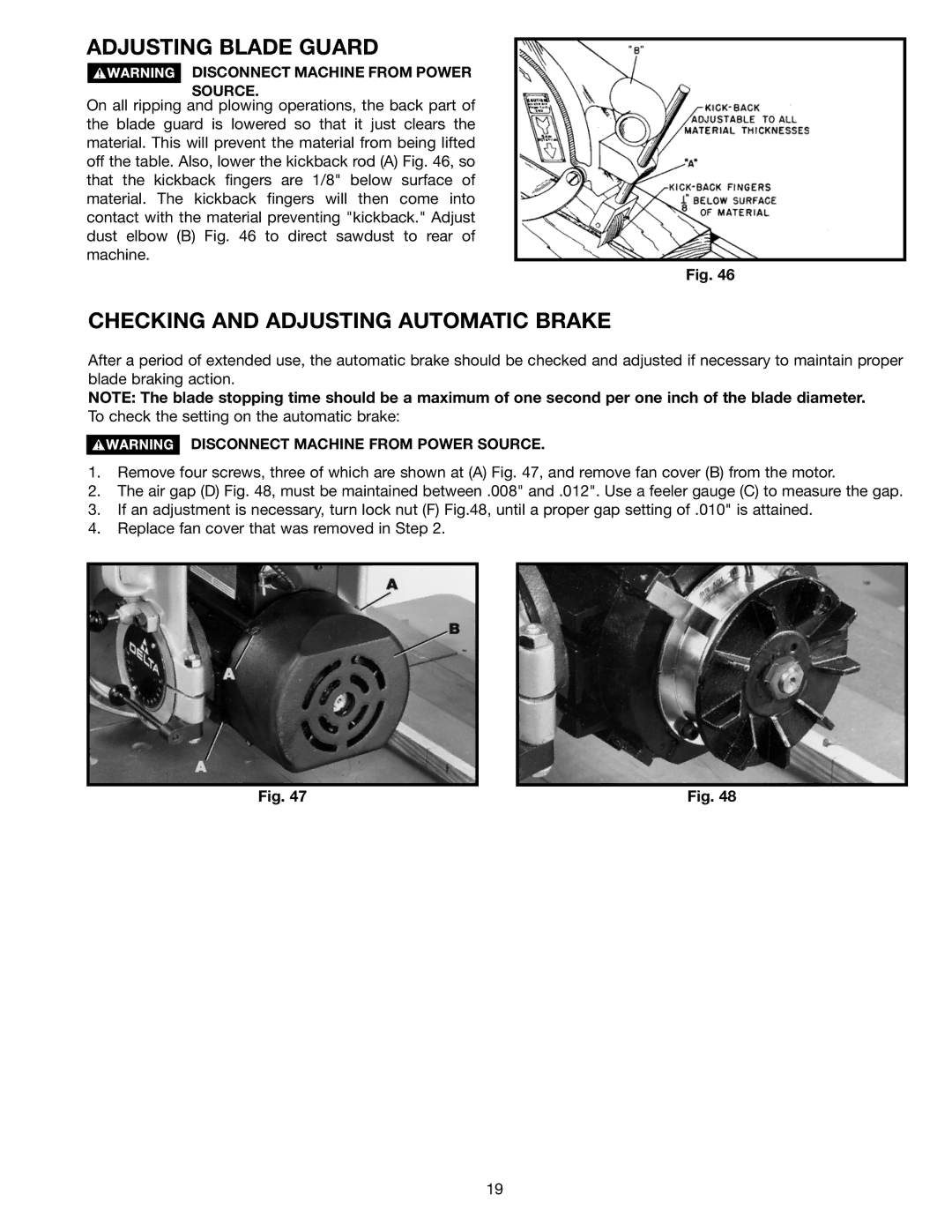 Porter-Cable 33-411, 33-400, 33-422, 33-423), 33-421, 33-403, 16 Adjusting Blade Guard, Checking and Adjusting Automatic Brake 