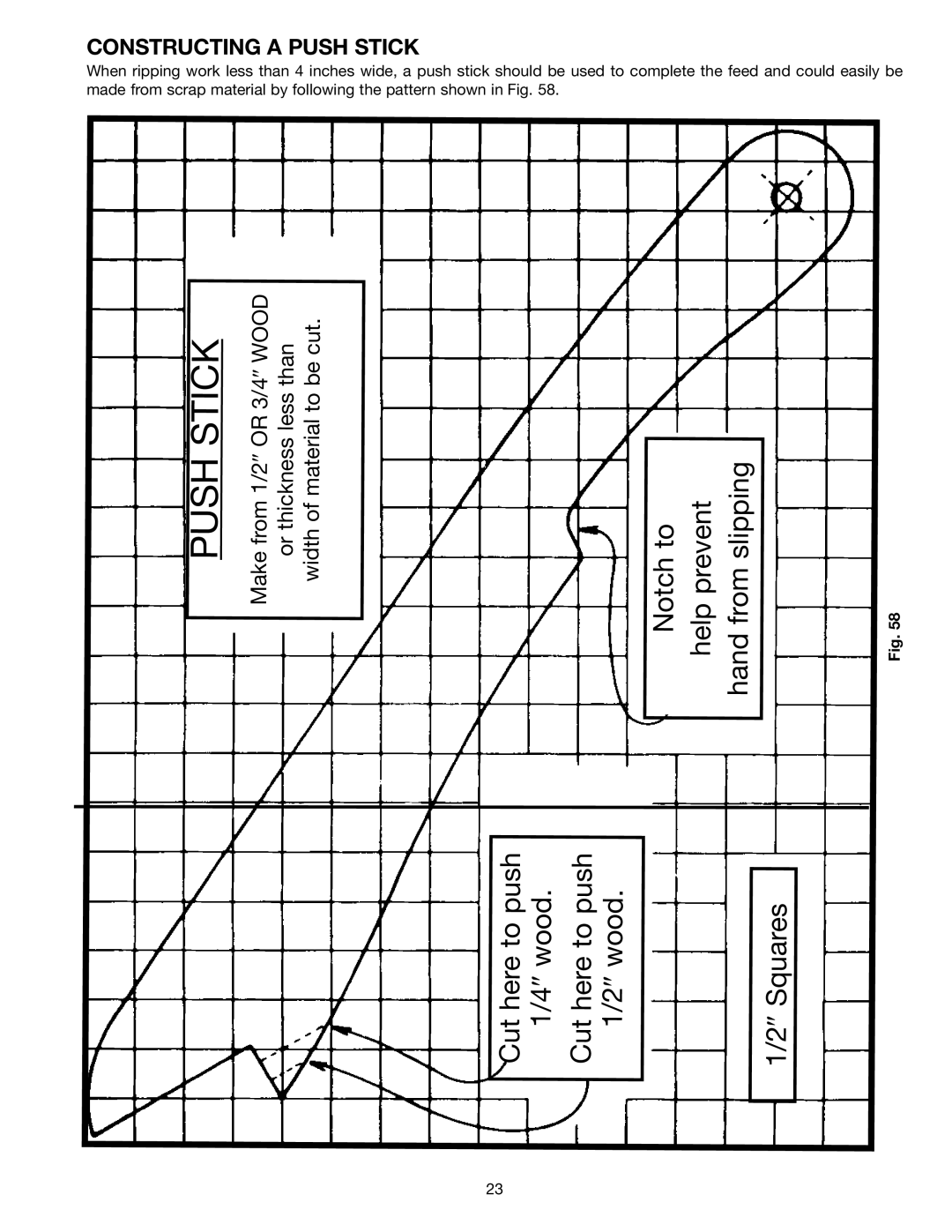 Porter-Cable 33-413, 33-400, 33-422, 33-423), 33-421, 33-411, 33-403, 33-410, 33-402, 33-412 Pushstick, Constructing a Push Stick 