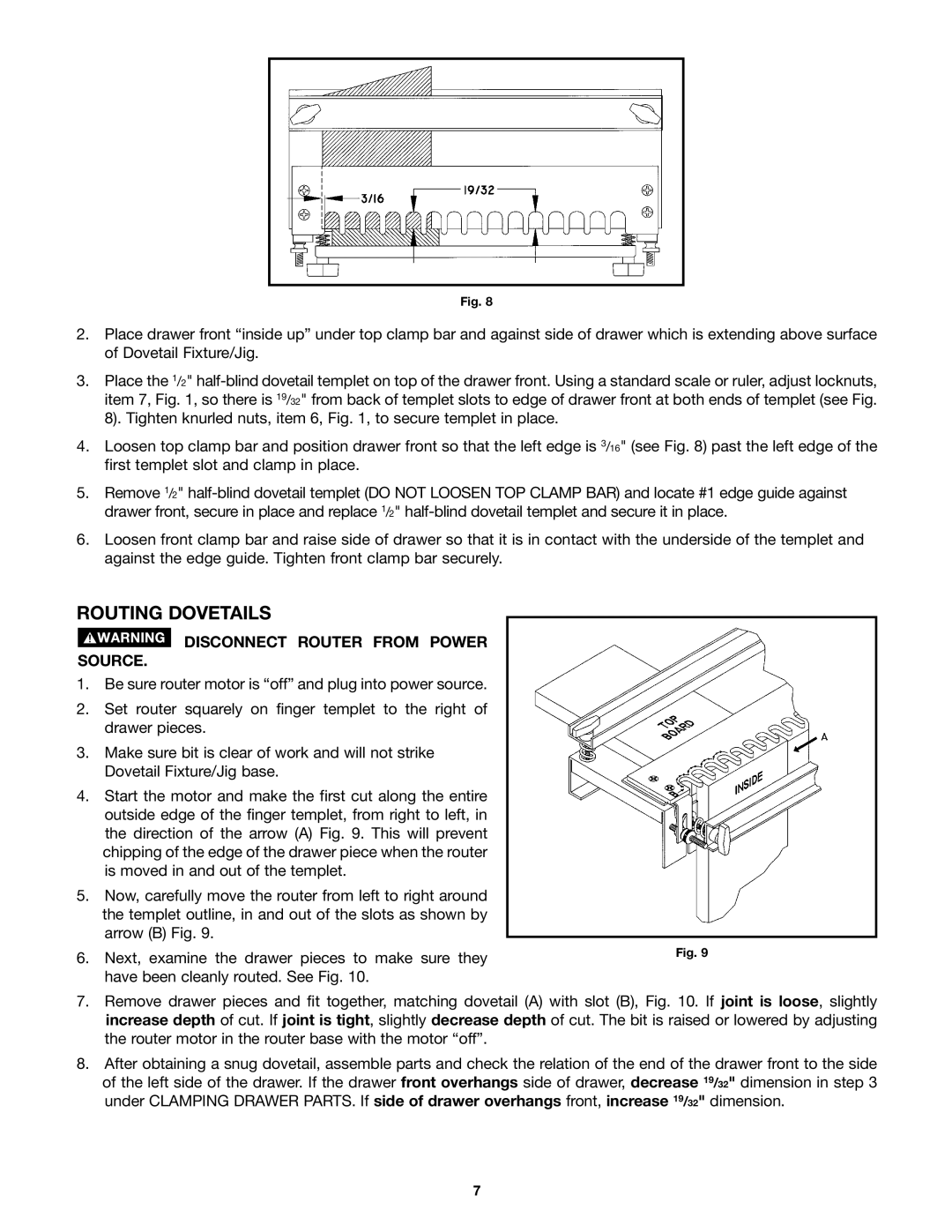 Porter-Cable 4112, 4113, 4114, 4115 instruction manual Routing Dovetails 