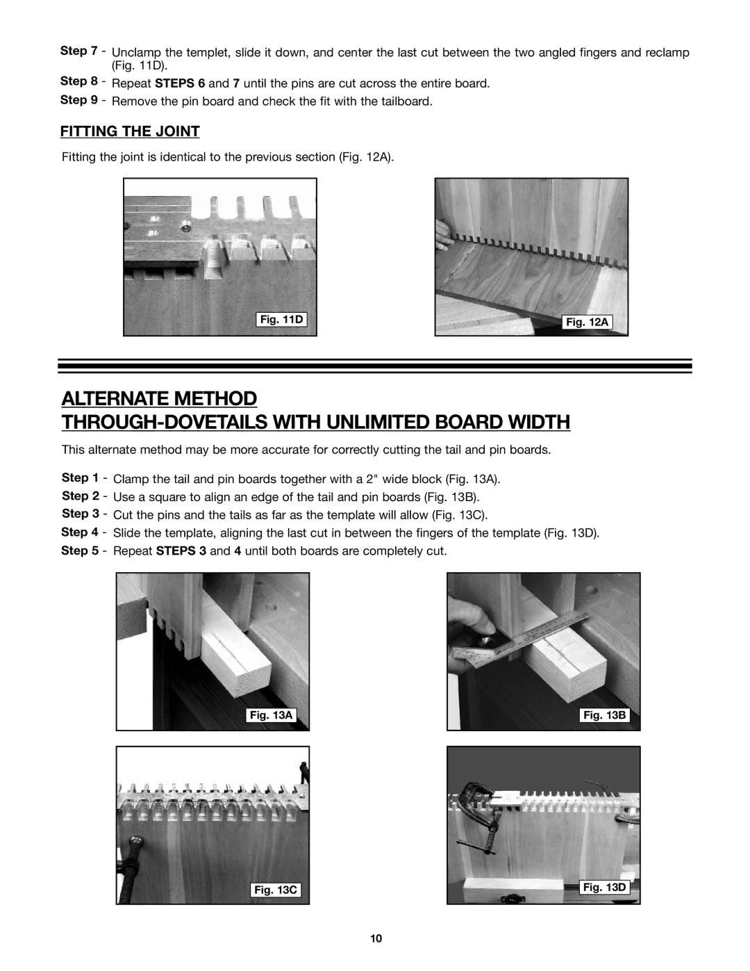 Porter-Cable 4210 & 4212 instruction manual Fitting the joint is identical to the previous section a 