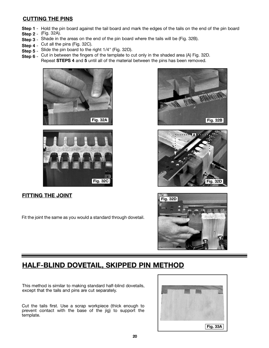 Porter-Cable 4210 & 4212 instruction manual HALF-BLIND DOVETAIL, Skipped PIN Method 