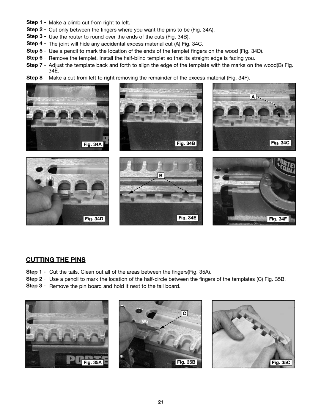 Porter-Cable 4210 & 4212 instruction manual Cutting the Pins 