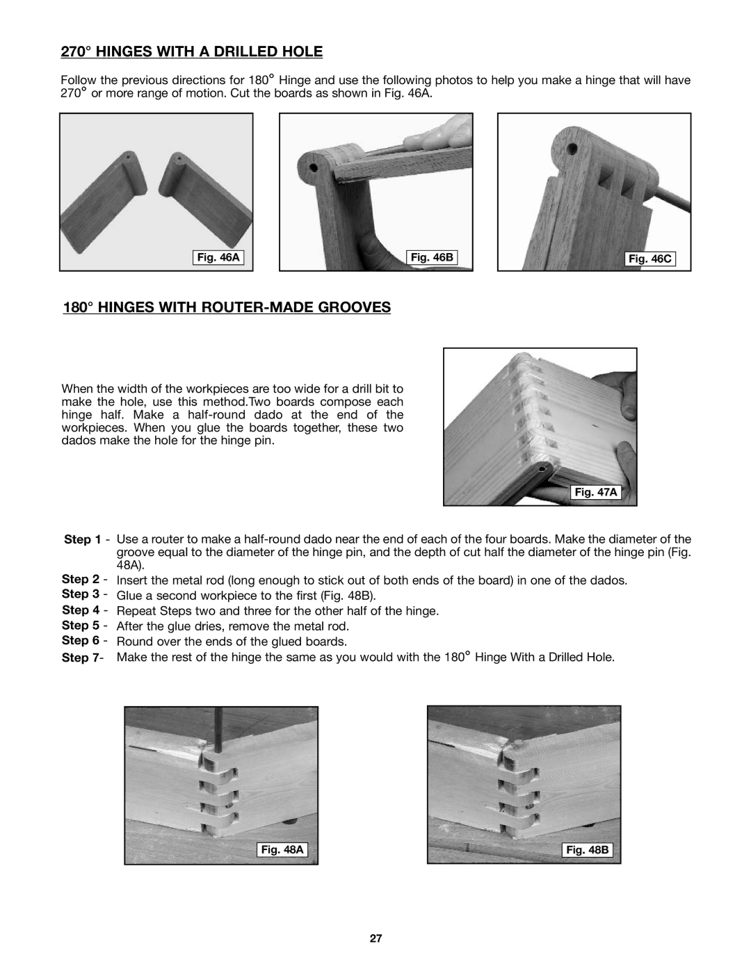 Porter-Cable 4210 & 4212 instruction manual Hinges with ROUTER-MADE Grooves 