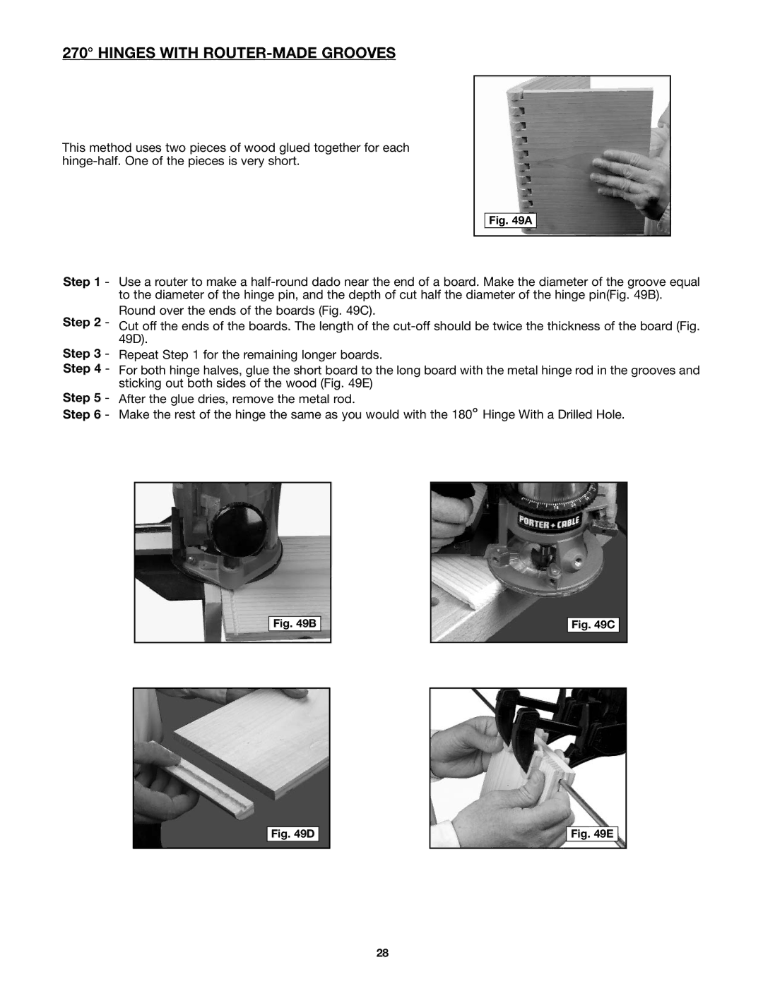 Porter-Cable 4210 & 4212 instruction manual Hinges with ROUTER-MADE Grooves 