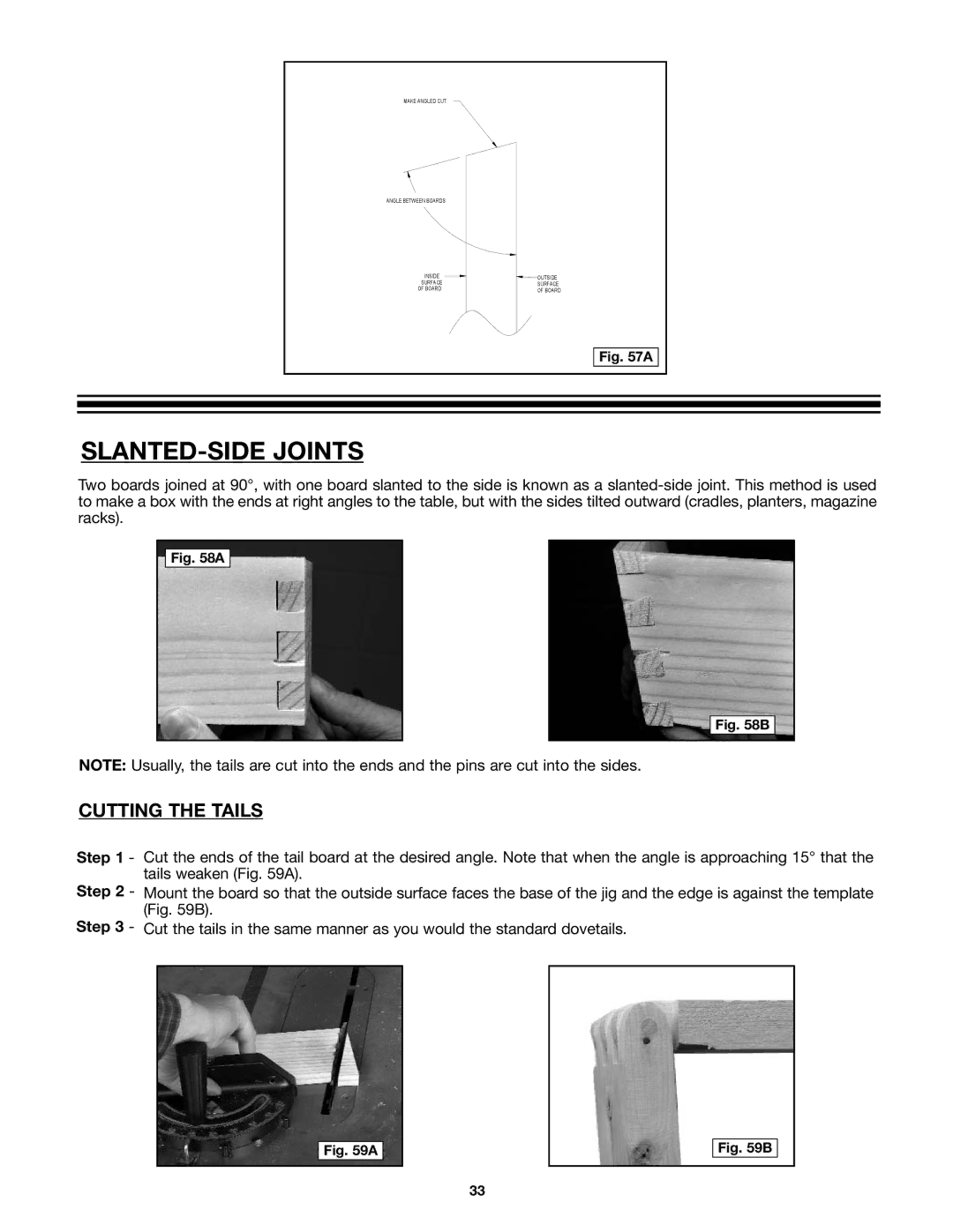 Porter-Cable 4210 & 4212 instruction manual SLANTED-SIDE Joints 