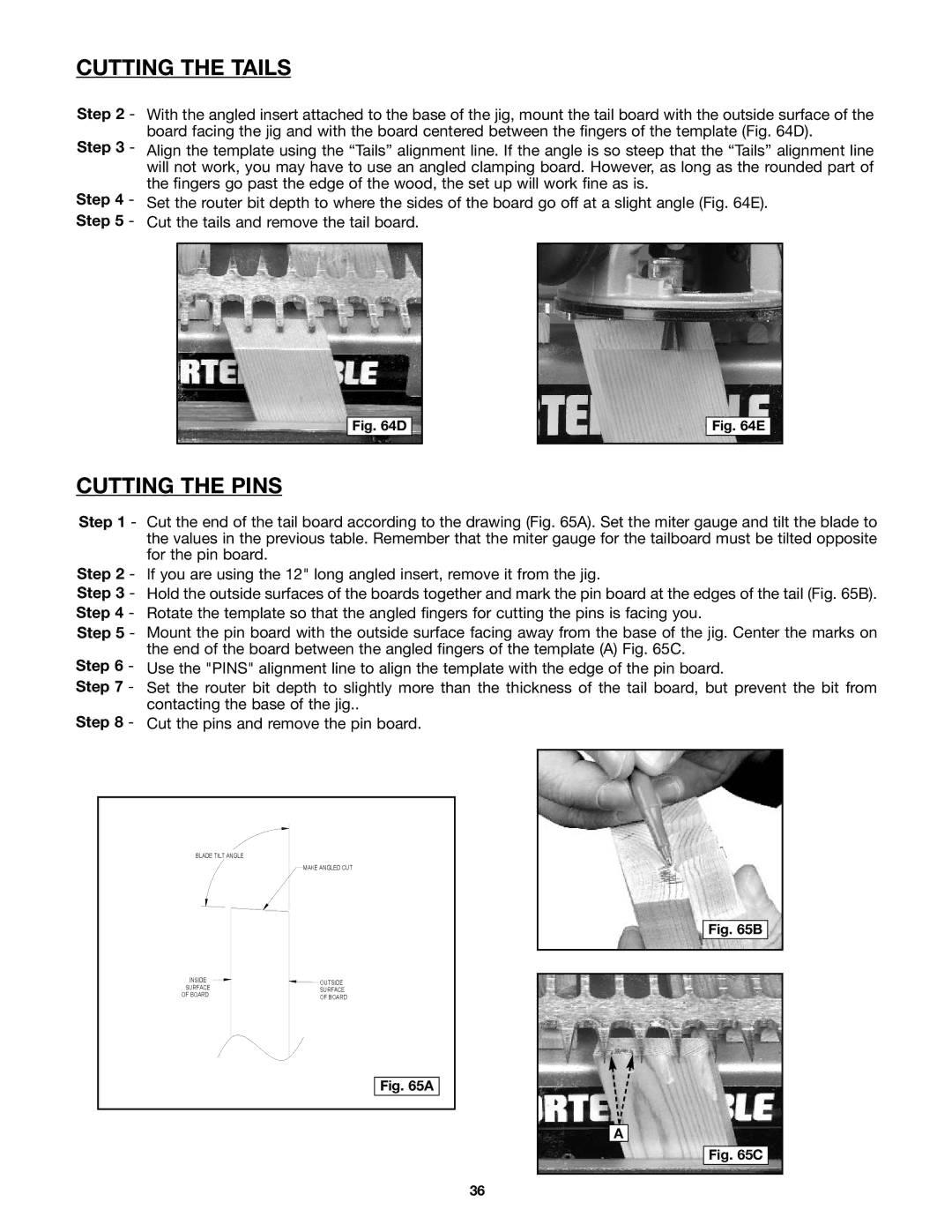 Porter-Cable 4210 & 4212 instruction manual Blade Tilt Angle Make Angled CUT 