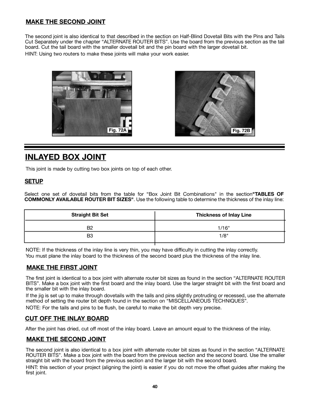 Porter-Cable 4210 & 4212 instruction manual Inlayed BOX Joint 