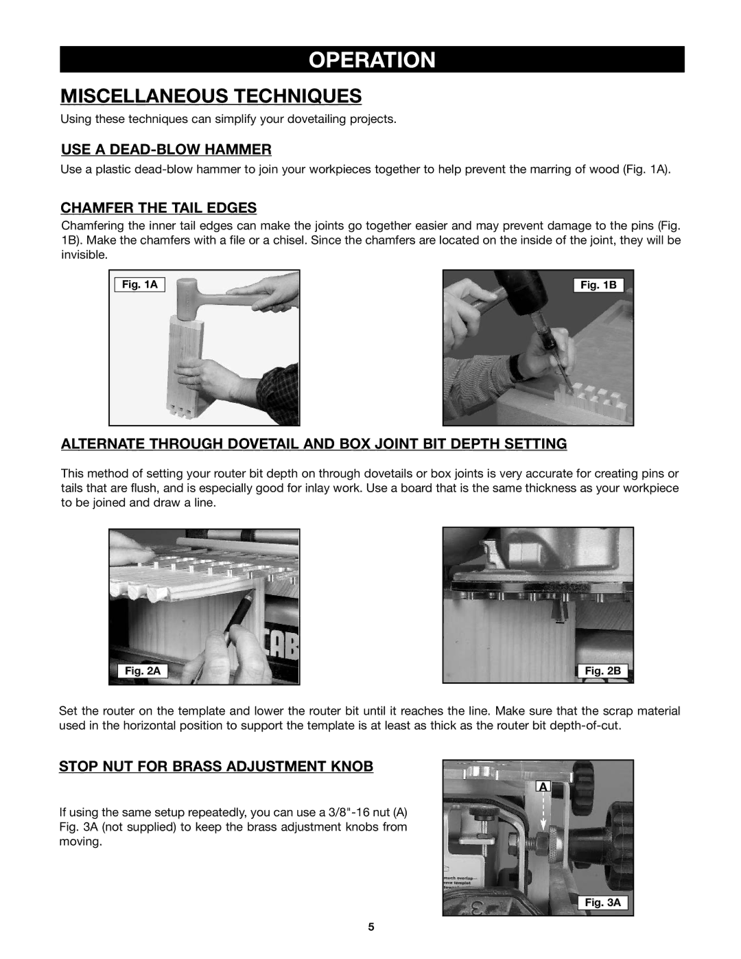 Porter-Cable 4210 & 4212 instruction manual Operation, Miscellaneous Techniques 