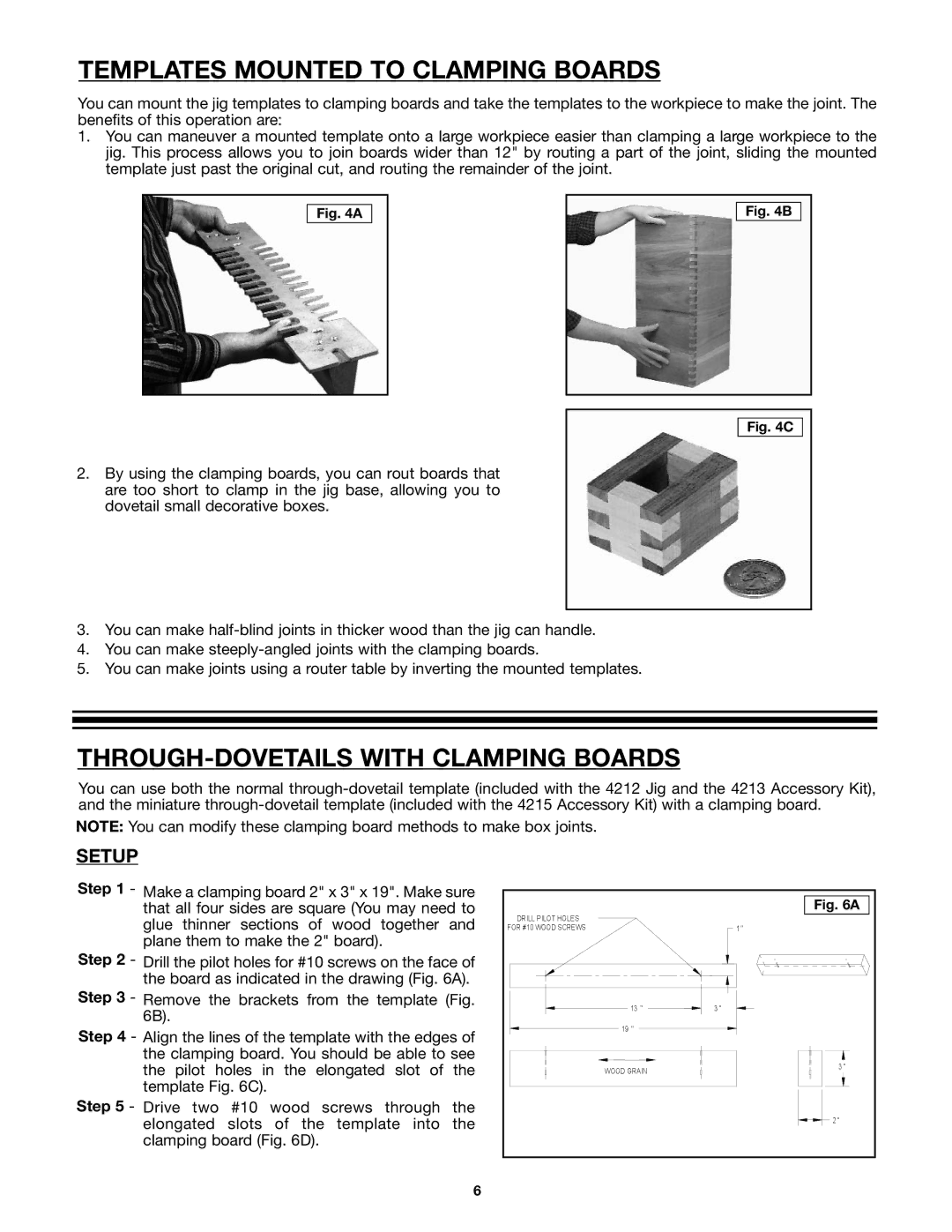 Porter-Cable 4210 & 4212 Templates Mounted to Clamping Boards, THROUGH-DOVETAILS with Clamping Boards, Setup 