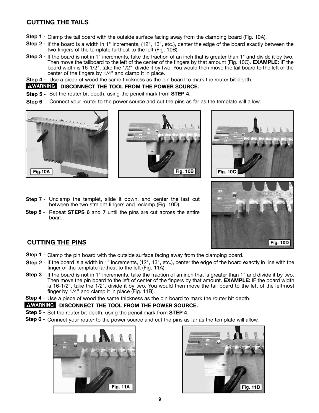 Porter-Cable 4210 & 4212 instruction manual Set the router bit depth, using the pencil mark from Step 