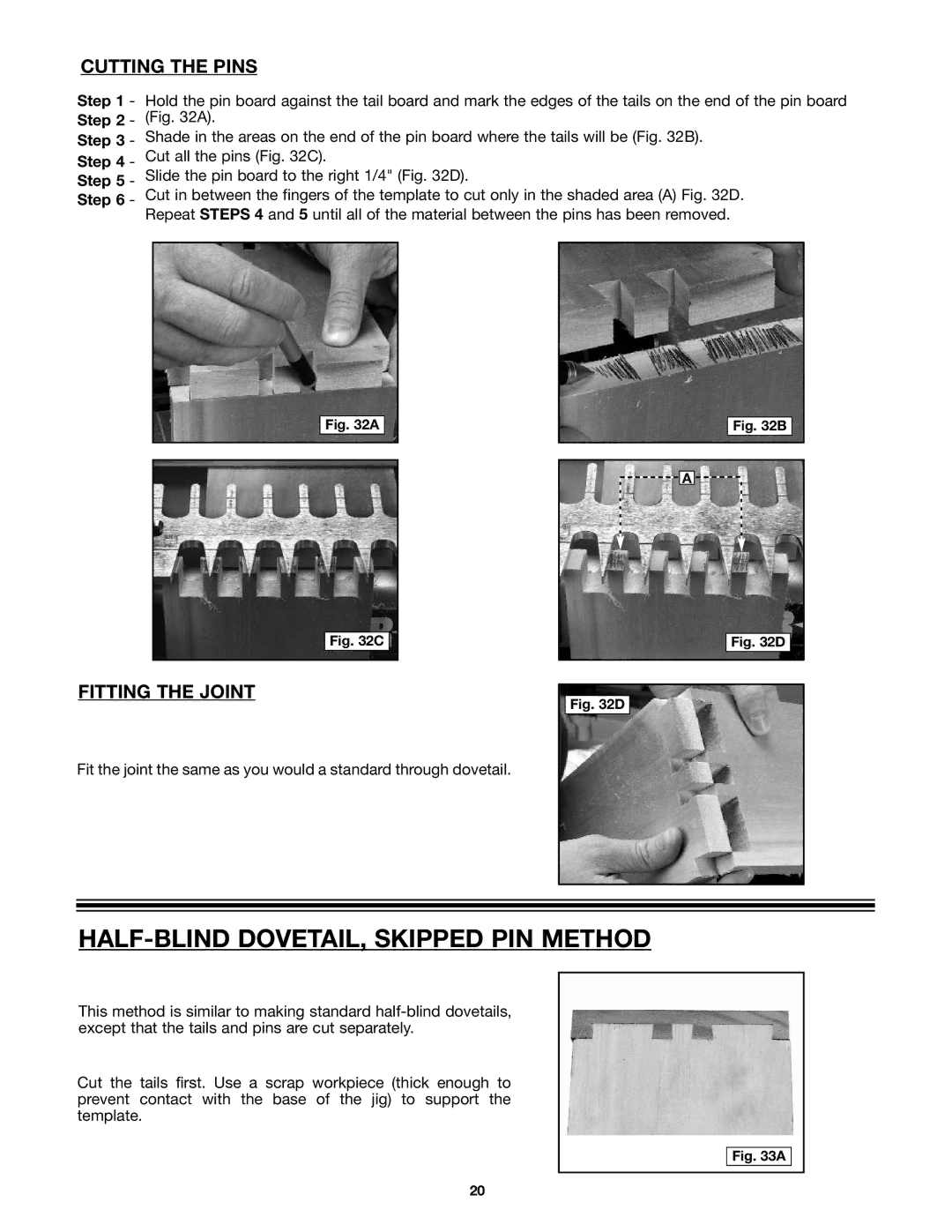 Porter-Cable 4210, 4212 instruction manual HALF-BLIND DOVETAIL, Skipped PIN Method 