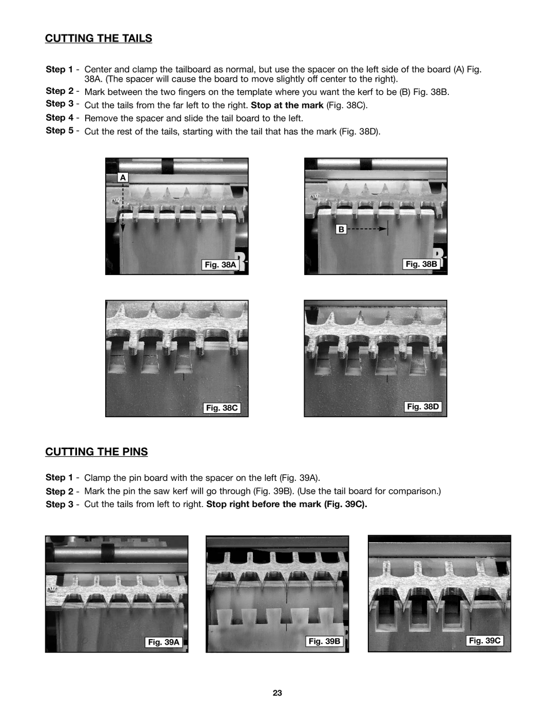 Porter-Cable 4212, 4210 instruction manual Cutting the Tails 