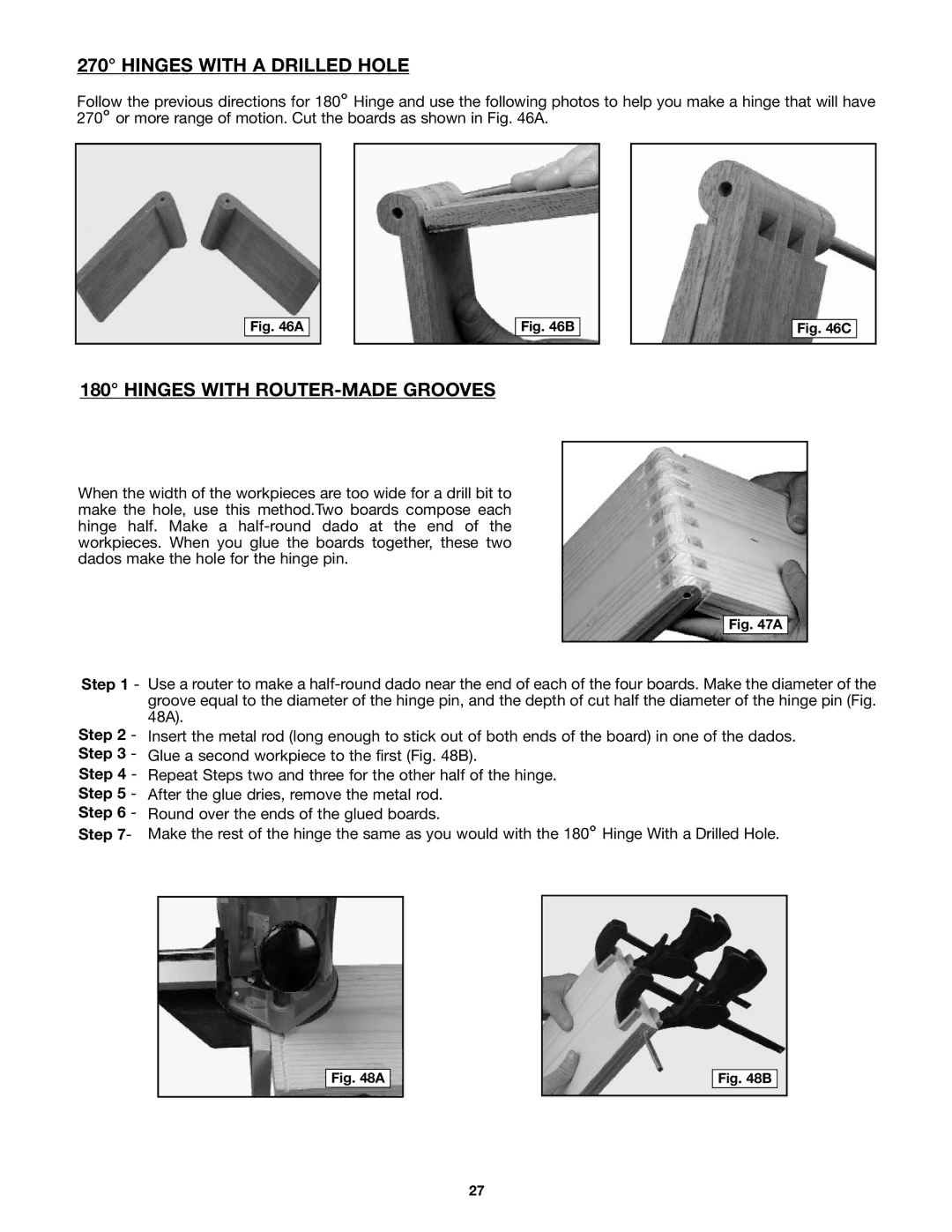 Porter-Cable 4212, 4210 instruction manual Hinges with ROUTER-MADE Grooves 