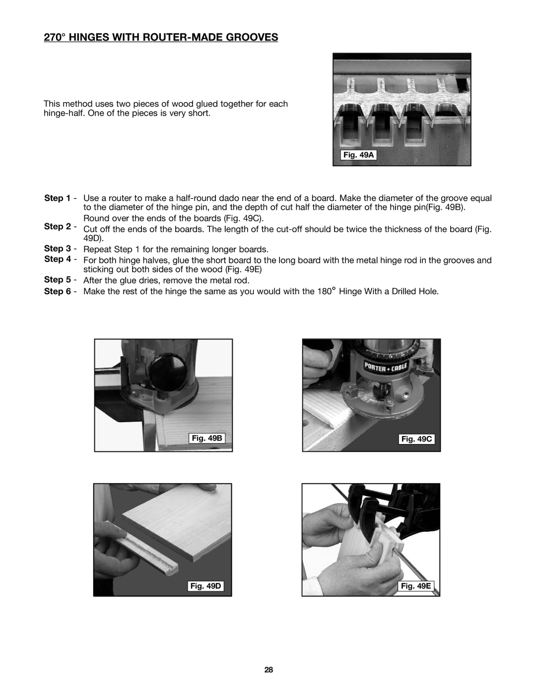 Porter-Cable 4210, 4212 instruction manual Hinges with ROUTER-MADE Grooves 