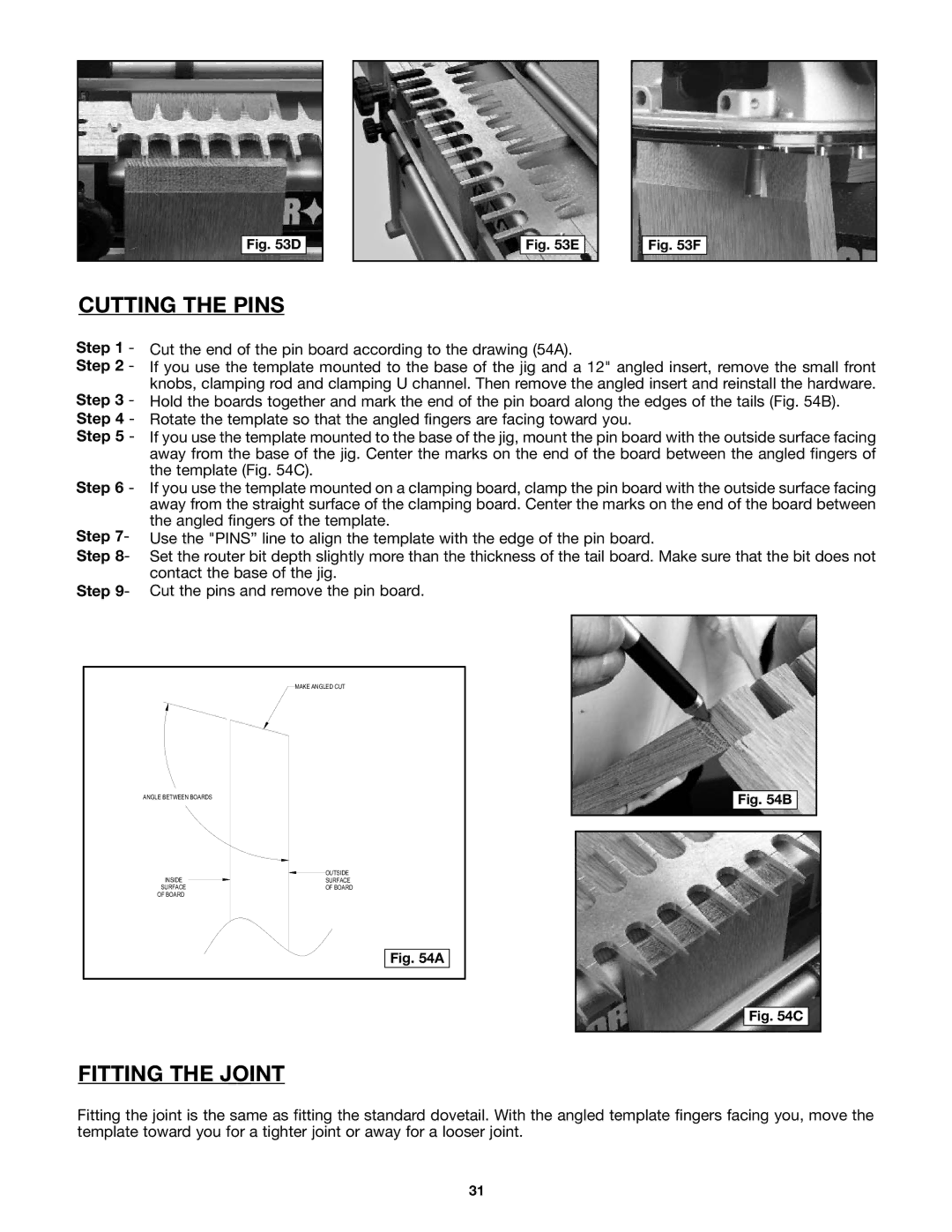 Porter-Cable 4212, 4210 instruction manual Cutting the Pins 