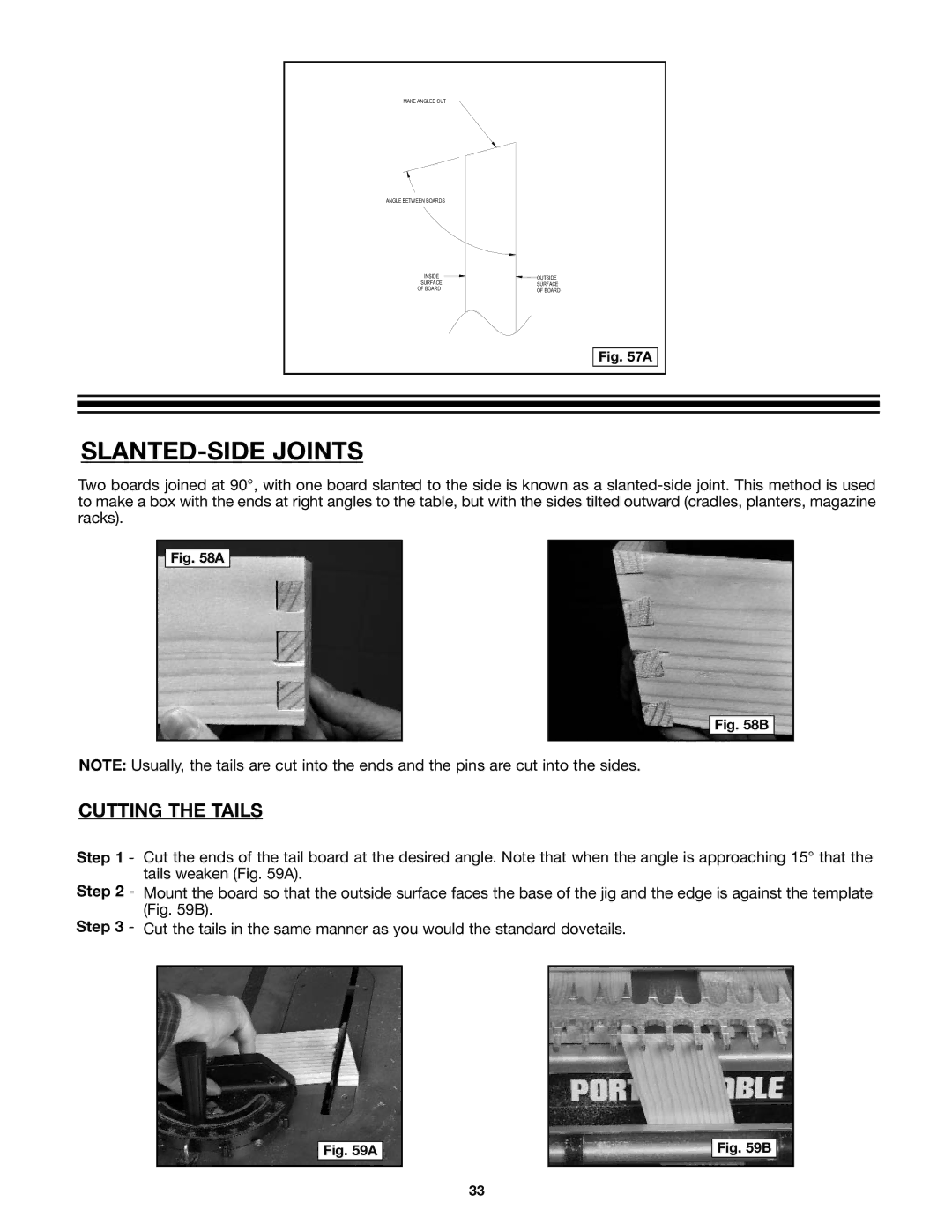 Porter-Cable 4212, 4210 instruction manual SLANTED-SIDE Joints 