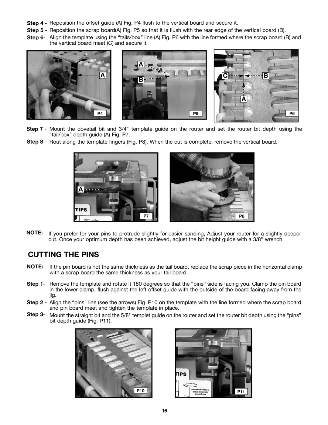 Porter-Cable 4212 (29550) instruction manual Cutting the Pins 