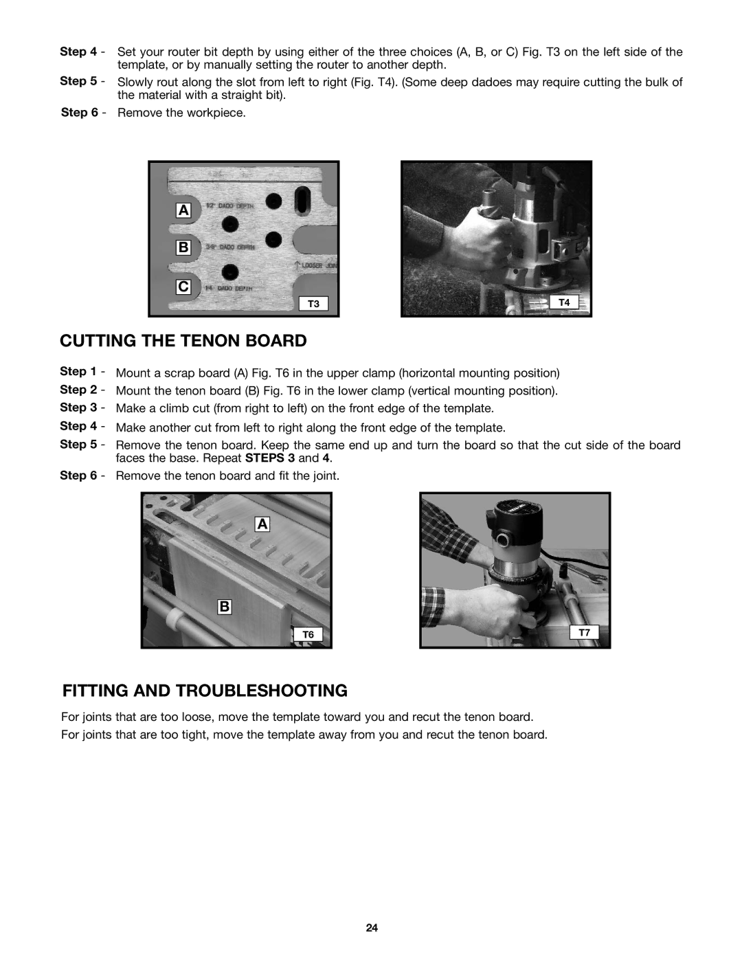 Porter-Cable 4212 (29550) instruction manual Cutting the Tenon Board, Fitting and Troubleshooting 