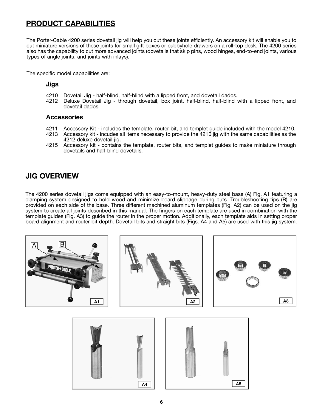 Porter-Cable 4212 (29550) instruction manual Product Capabilities, JIG Overview 