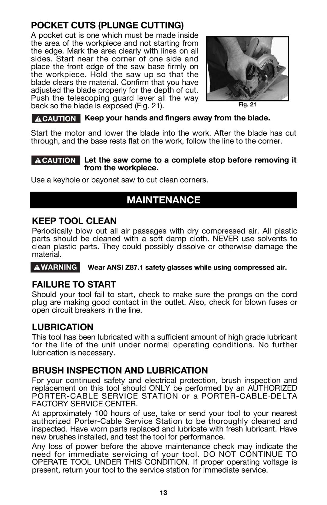 Porter-Cable 424MAG, 423MAG instruction manual Maintenance 