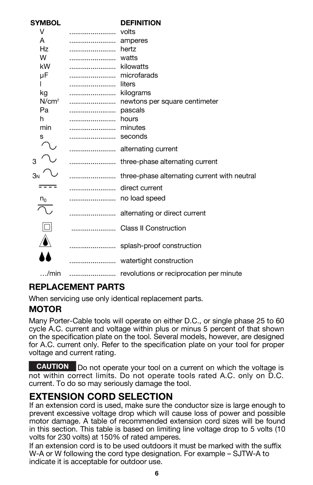 Porter-Cable 423MAG, 424MAG instruction manual Replacement Parts, Motor 