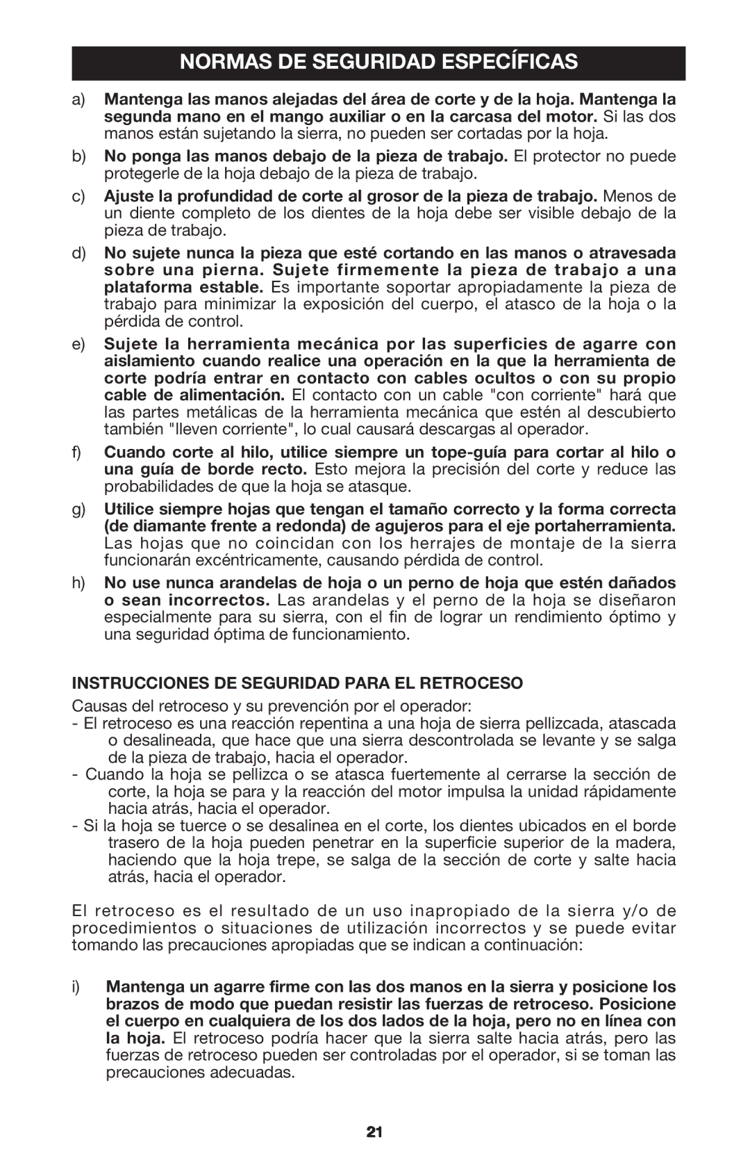 Porter-Cable 440 instruction manual Normas DE Seguridad Específicas 