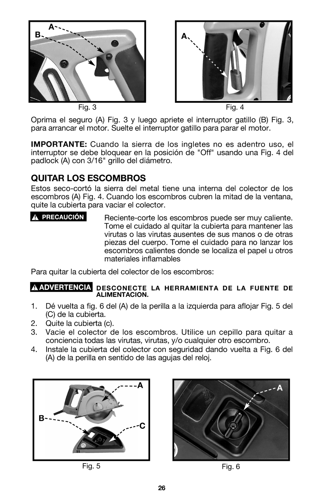 Porter-Cable 440 instruction manual Quitar LOS Escombros 