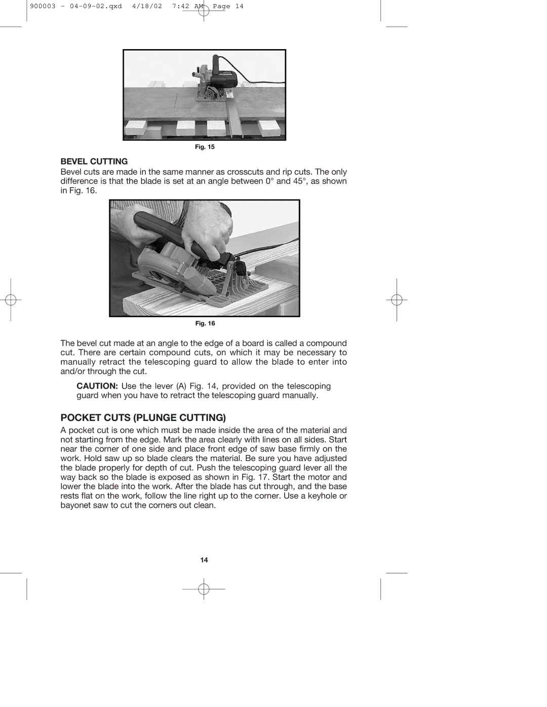 Porter-Cable 447k, 347k instruction manual Pocket Cuts Plunge Cutting, Bevel Cutting 