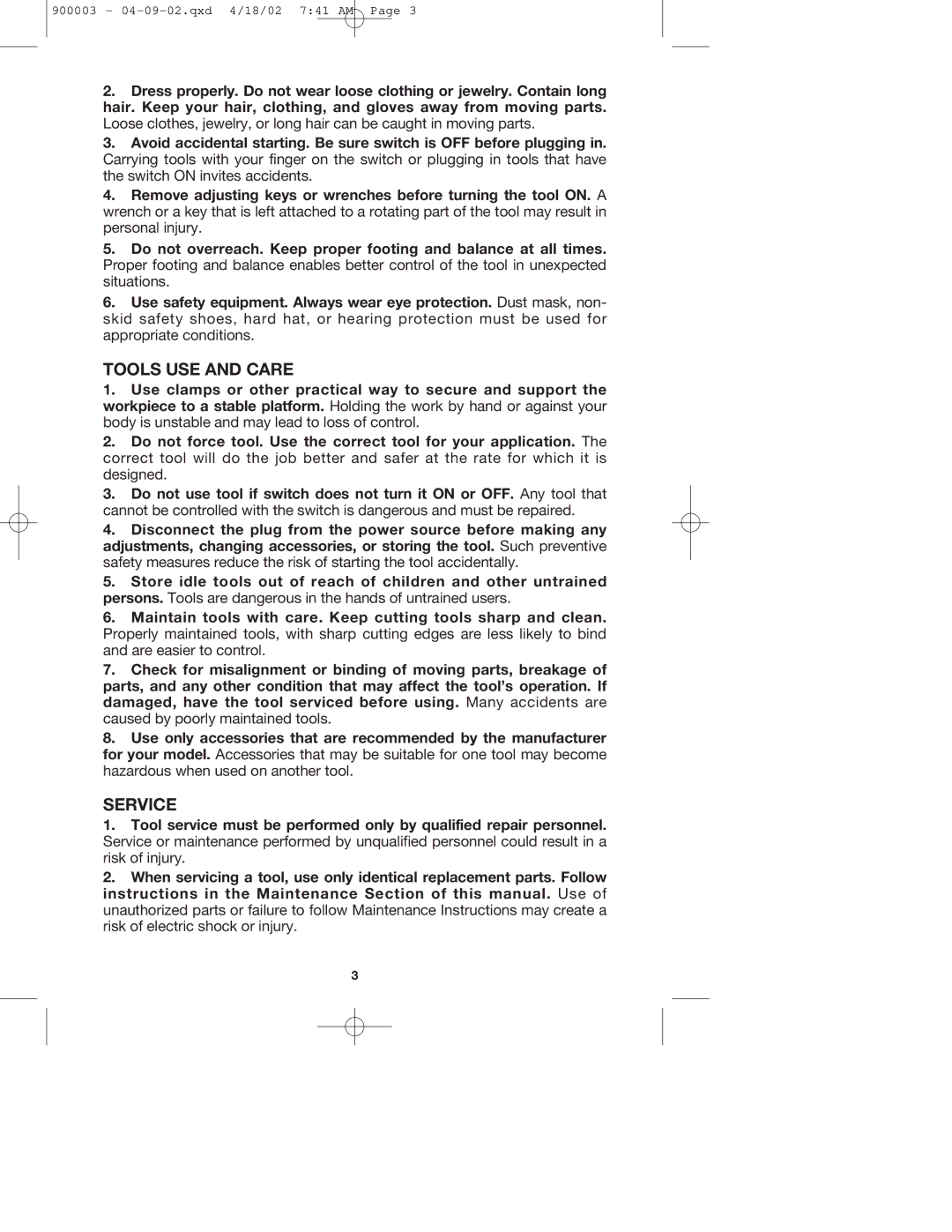 Porter-Cable 347k, 447k instruction manual Tools USE and Care, Service 