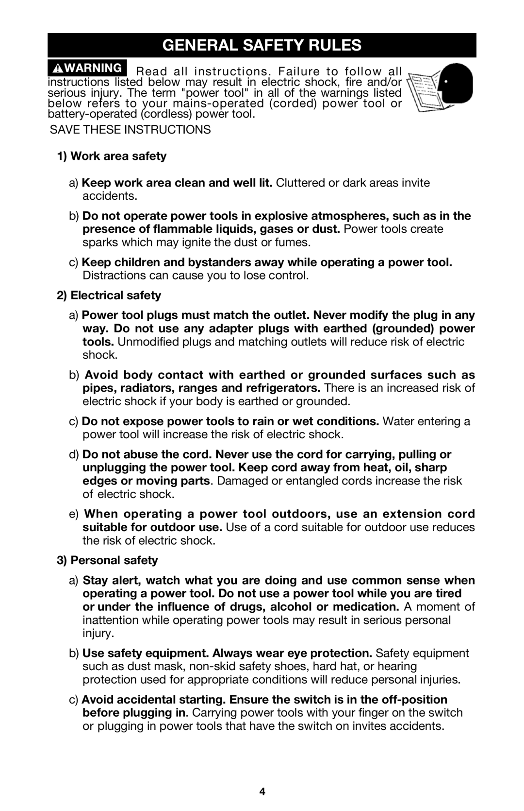 Porter-Cable 4630, 4634, 4640 instruction manual General Safety Rules 