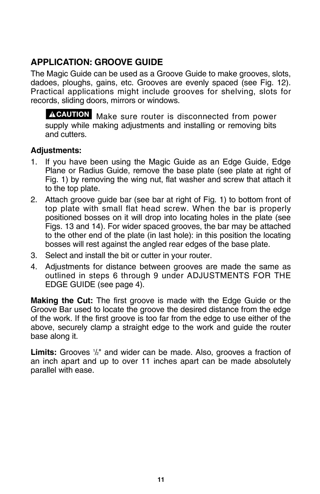 Porter-Cable 5043 important safety instructions Application Groove Guide 