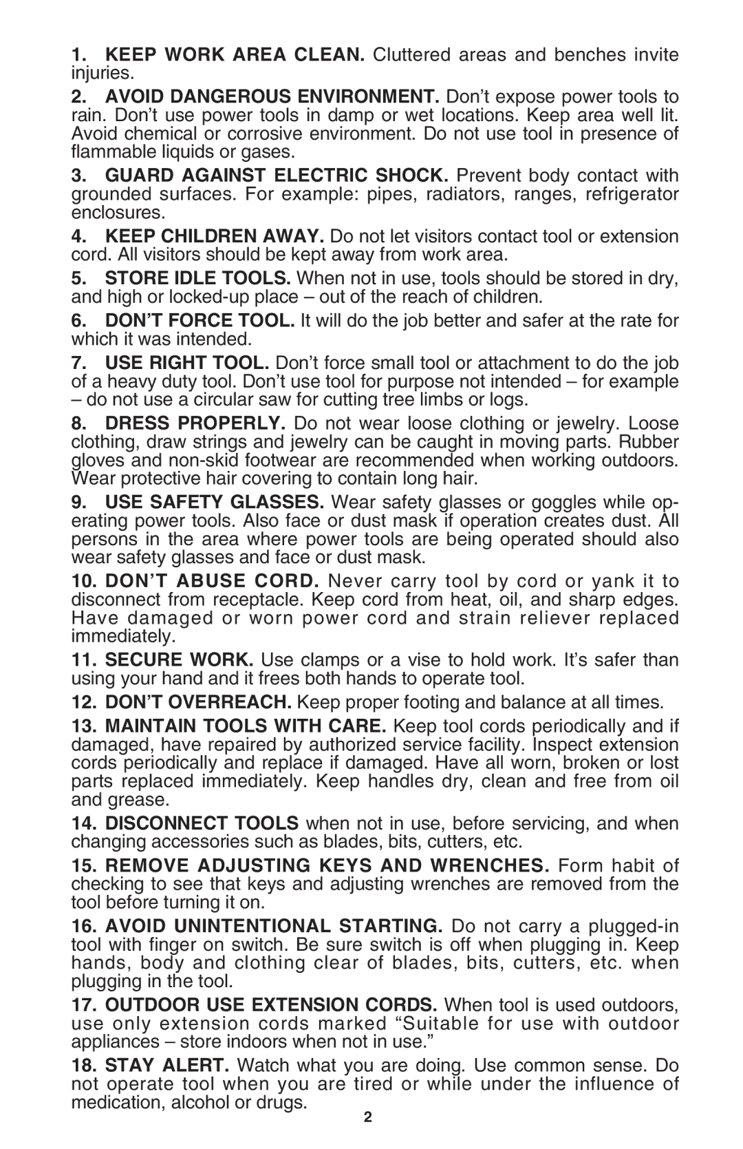 Porter-Cable 5043 important safety instructions 