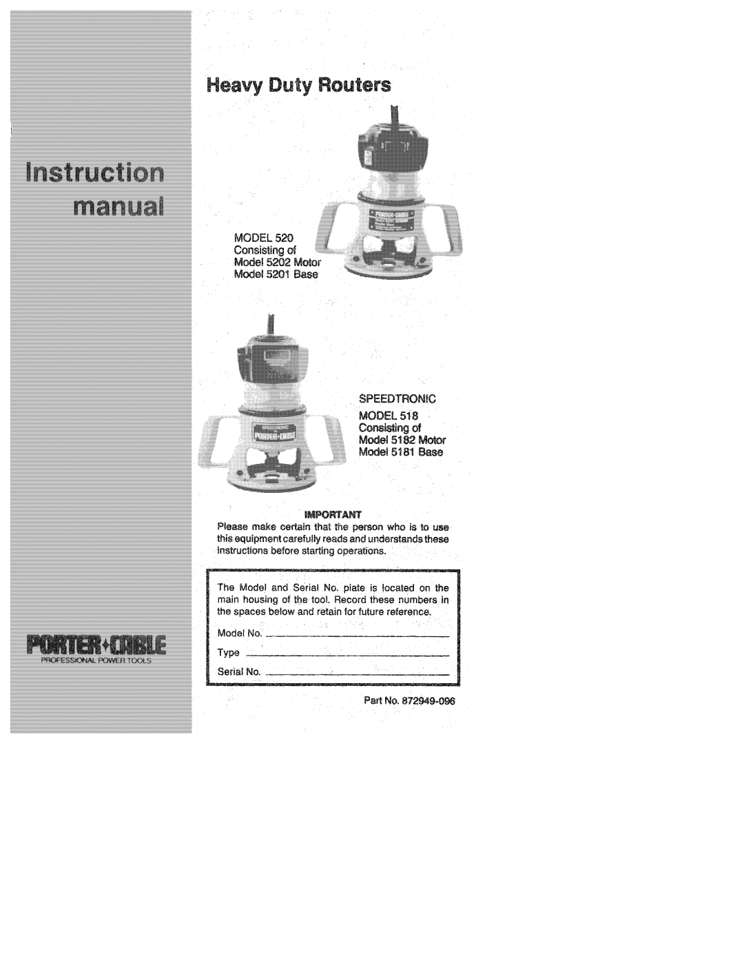 Porter-Cable 518, 520 manual 