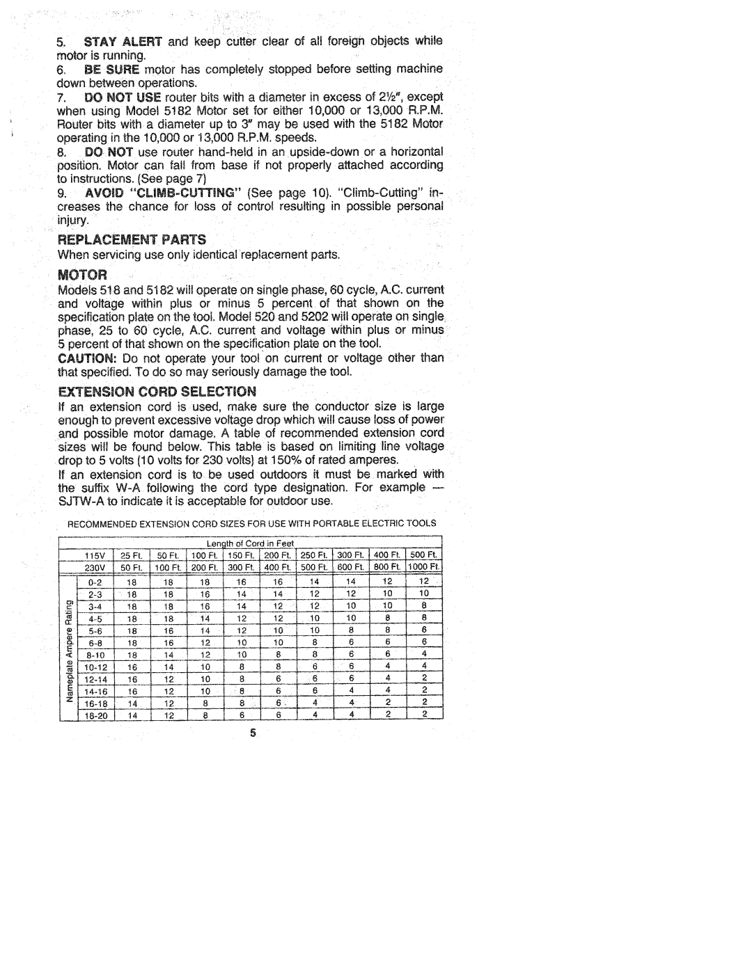 Porter-Cable 518, 520 manual 