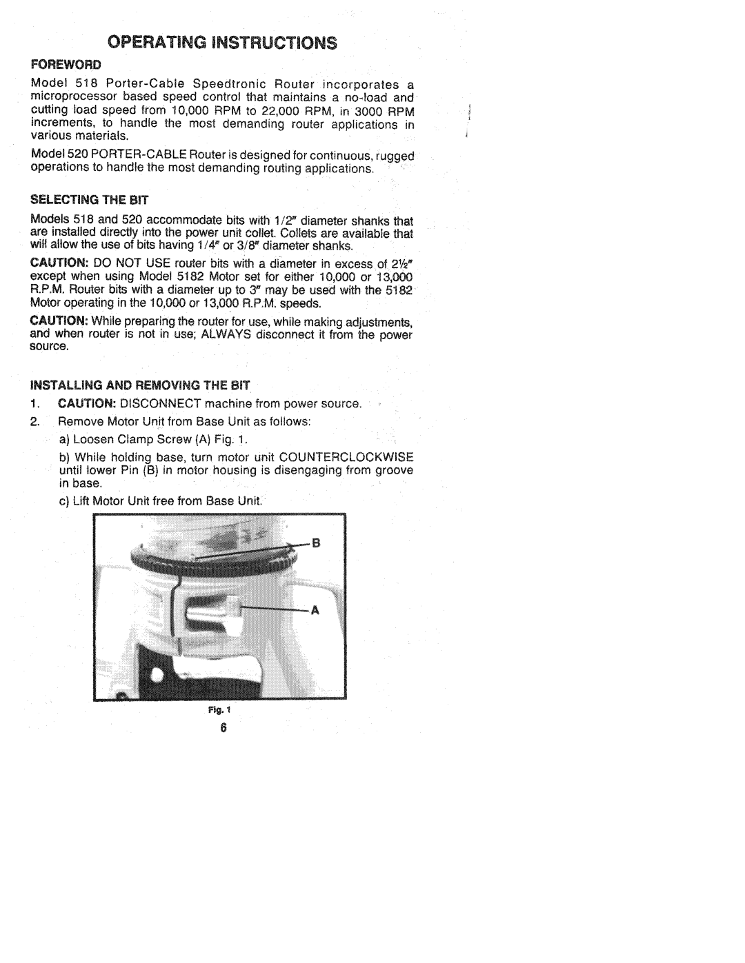 Porter-Cable 520, 518 manual 