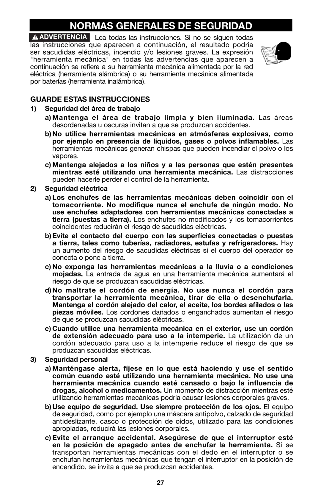 Porter-Cable 6605 instruction manual Normas Generales DE Seguridad, Guarde Estas Instrucciones 