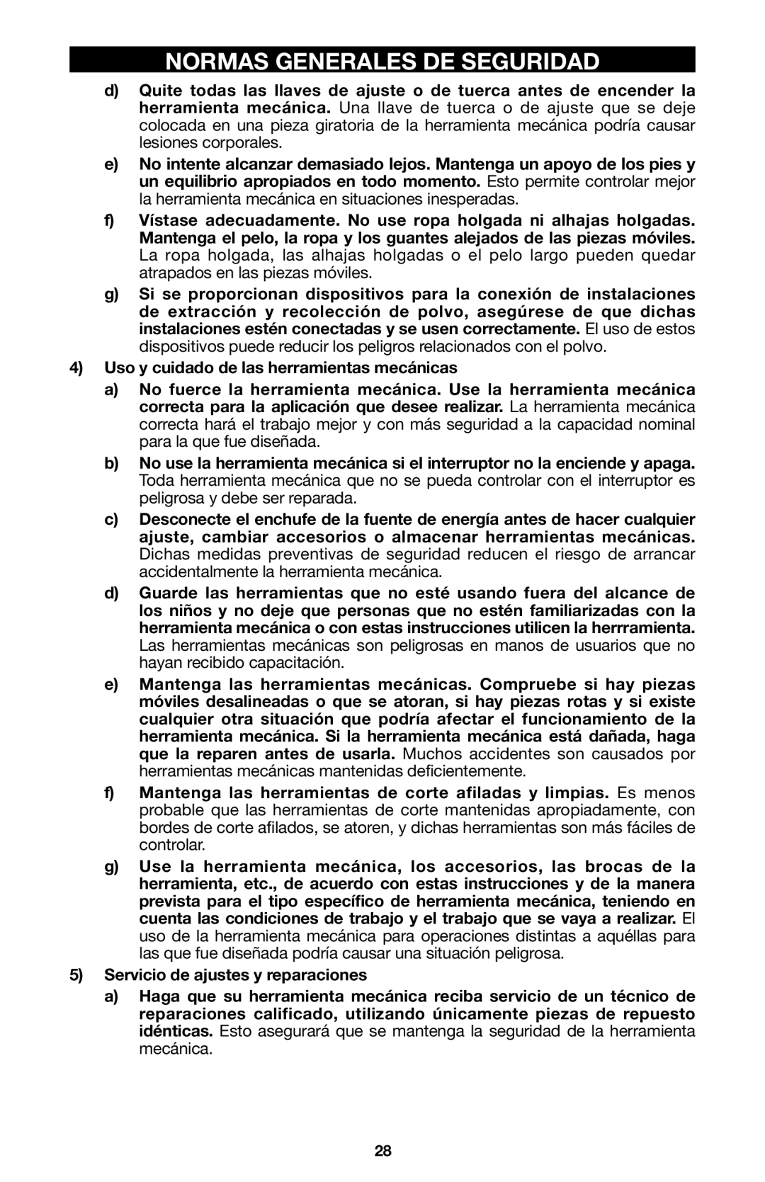 Porter-Cable 6605 instruction manual Normas Generales DE Seguridad 