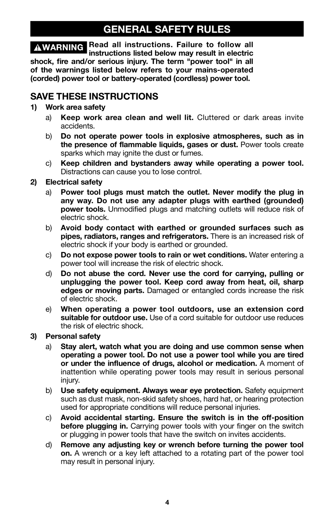 Porter-Cable 6605 instruction manual General Safety Rules 