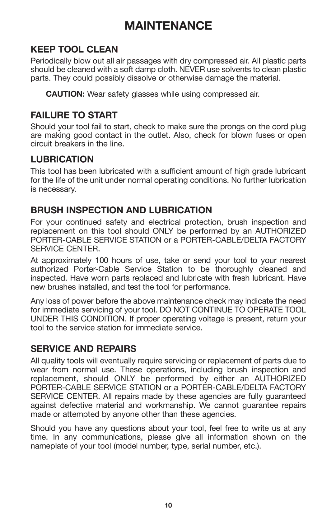 Porter-Cable 690LR instruction manual Maintenance 