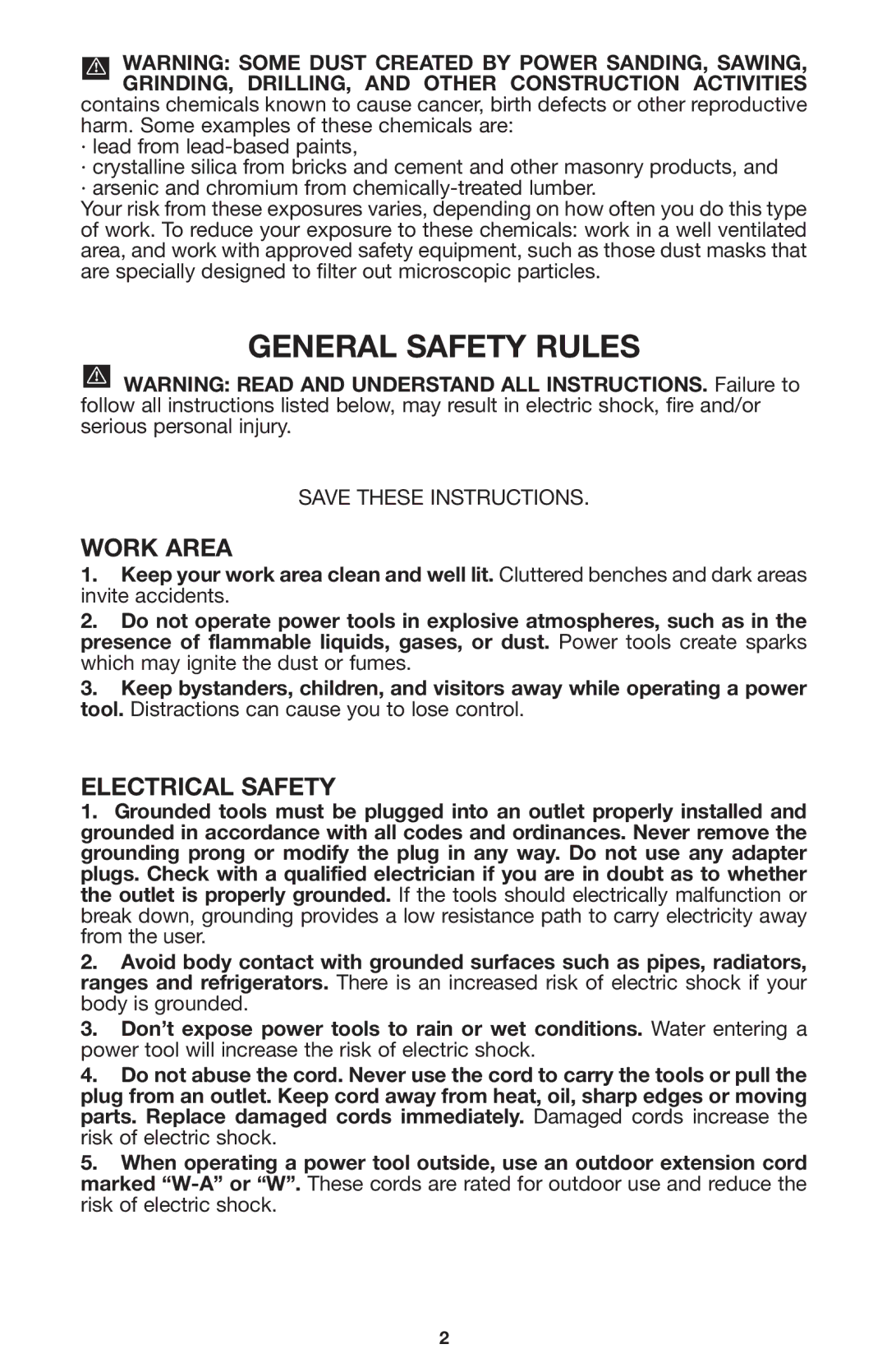 Porter-Cable 690LR instruction manual General Safety Rules, Work Area, Electrical Safety 