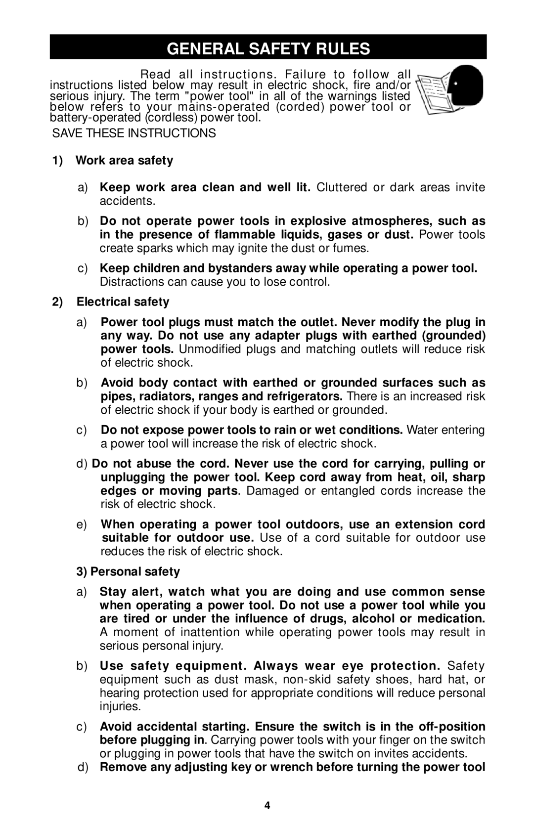 Porter-Cable 7310, 7320, 7319, 7312 instruction manual General Safety Rules 