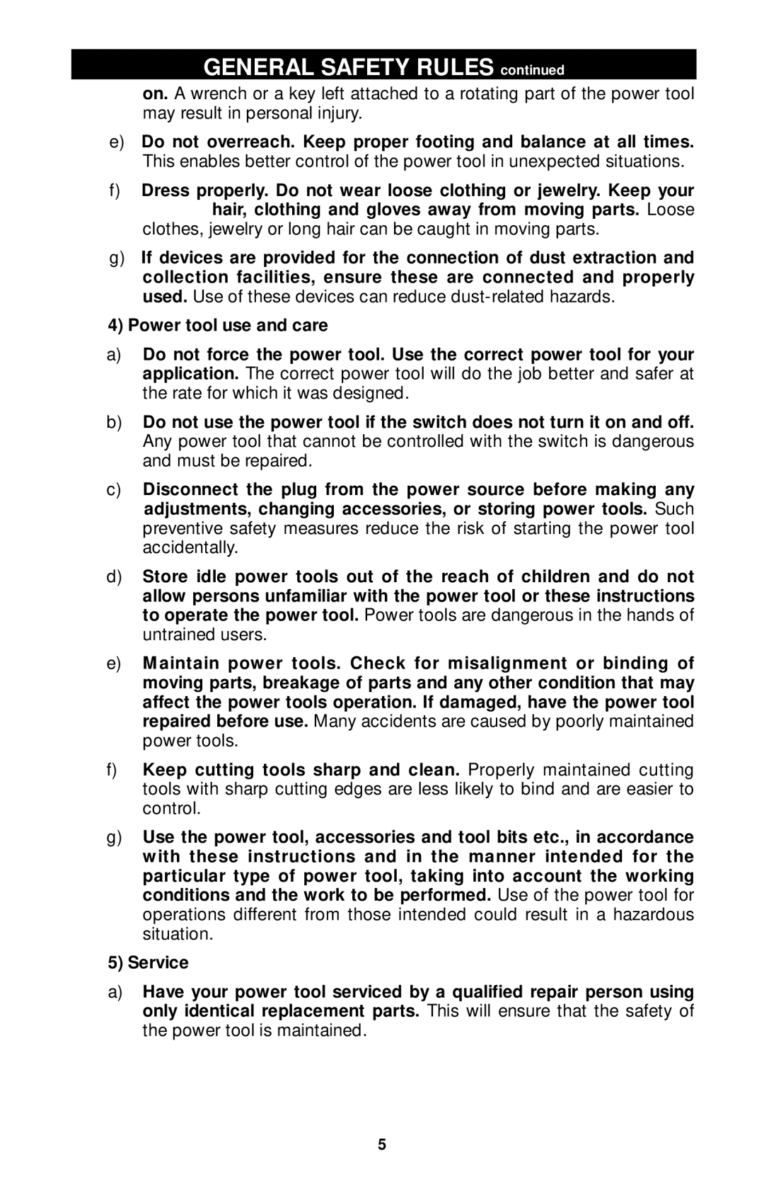 Porter-Cable 7320, 7310, 7319, 7312 instruction manual General Safety Rules 