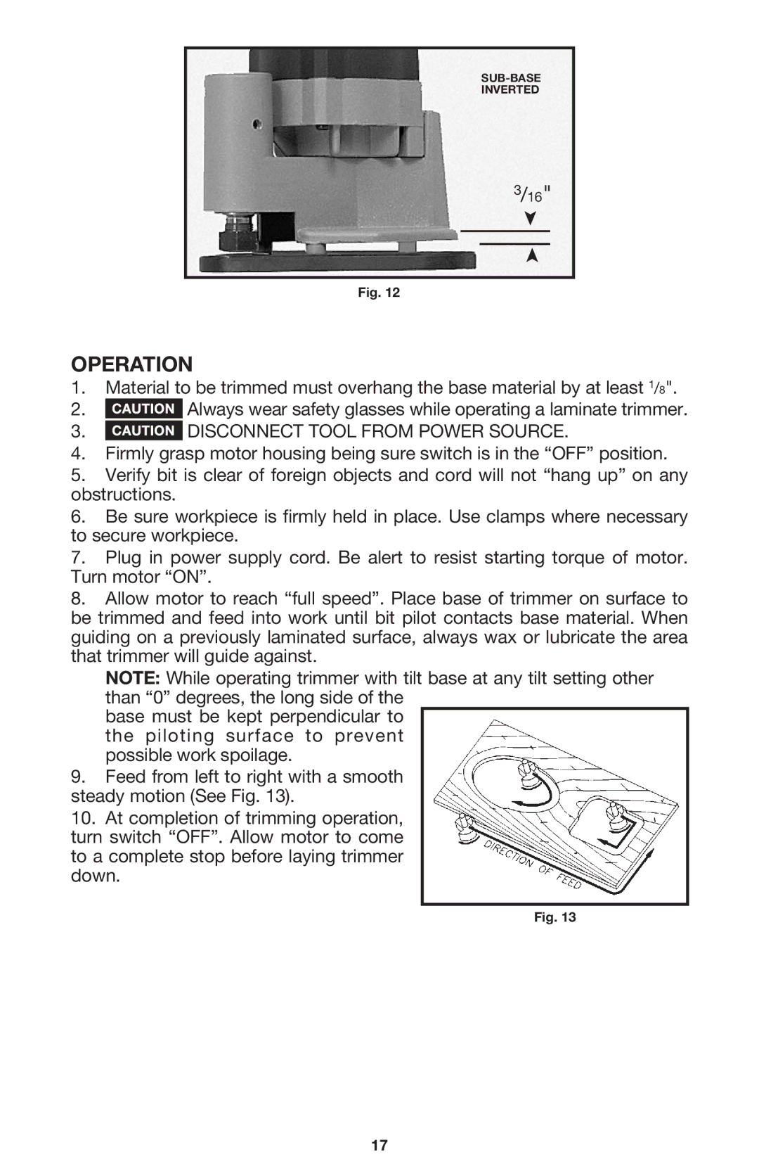 Porter-Cable 7310 instruction manual Operation 