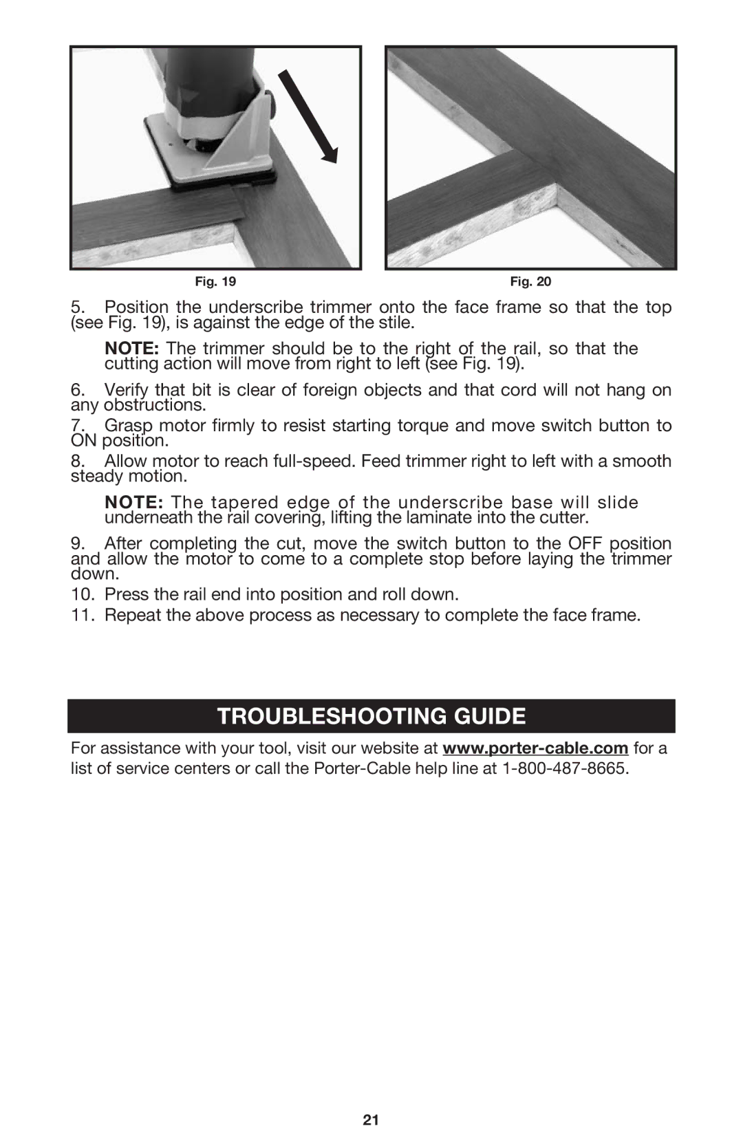 Porter-Cable 7310 instruction manual Troubleshooting Guide 