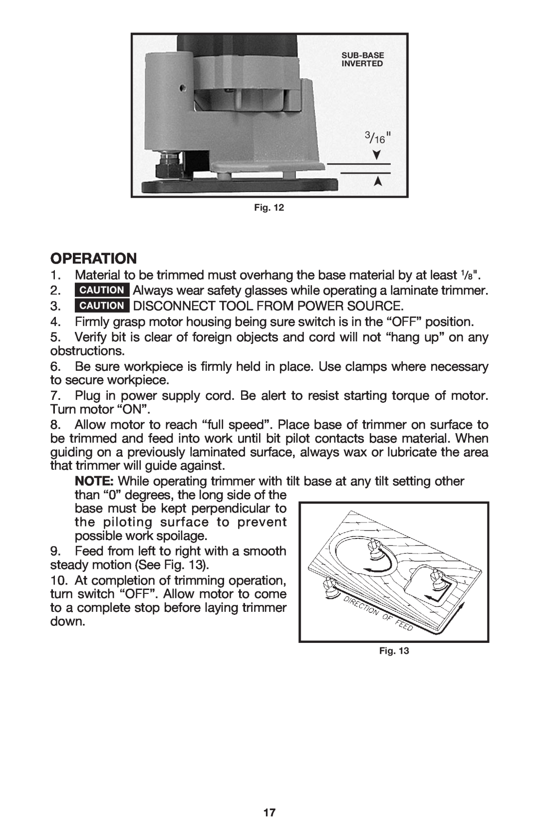Porter-Cable 7310 instruction manual Operation 