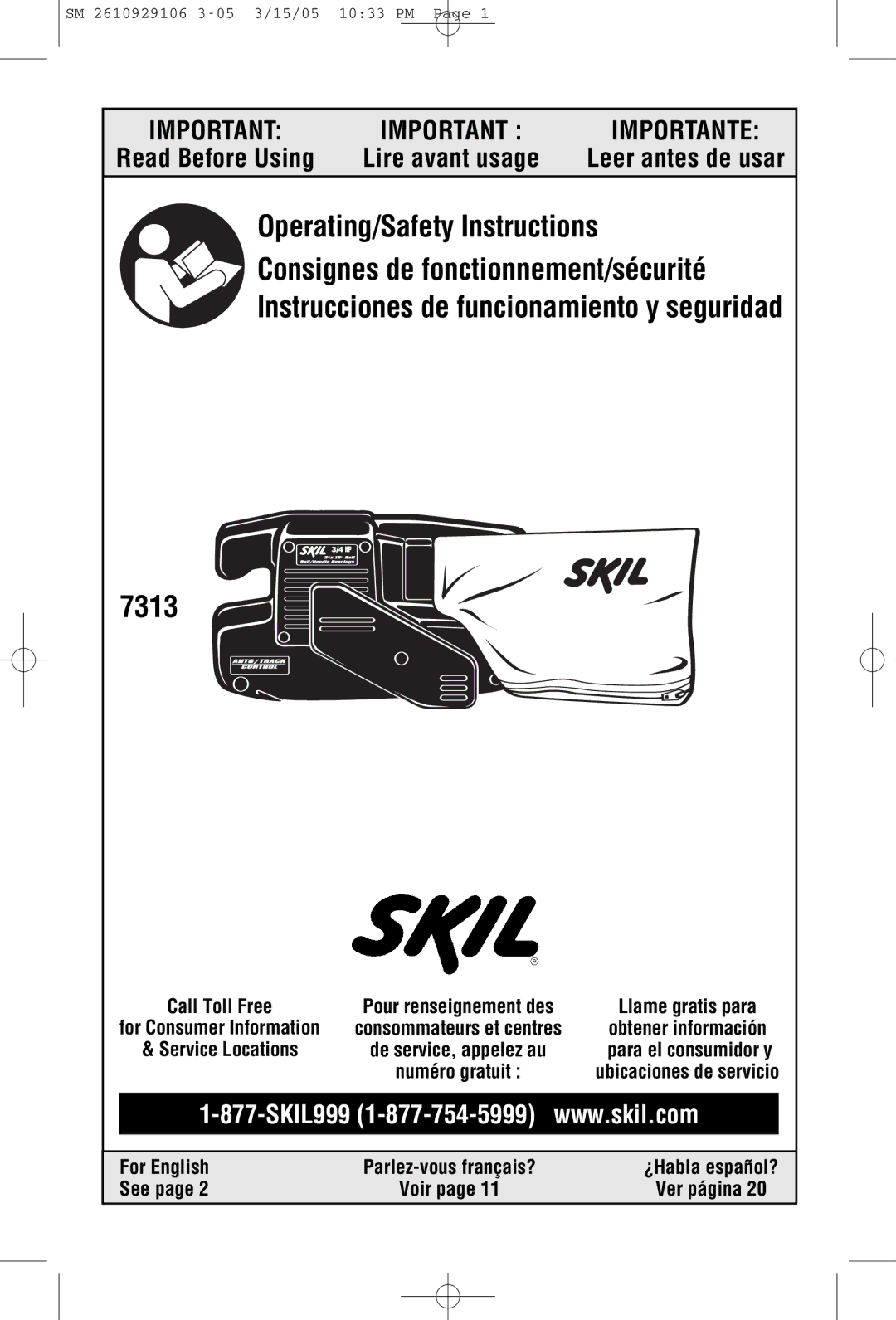 Porter-Cable 7313 manual For English Parlez-vous français?, See, Voir Ver página 