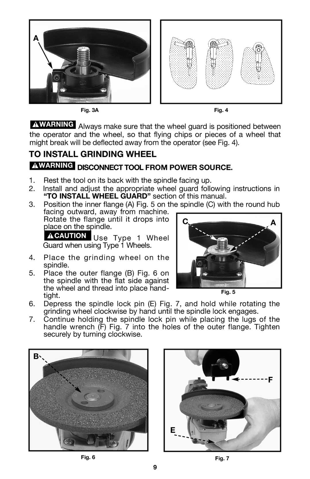 Porter-Cable 7416 instruction manual To Install Grinding Wheel 