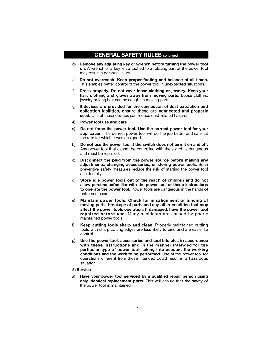 Porter-Cable 7429, 7425 instruction manual General Safety Rules 